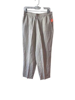 Orvis Beige & White Striped Linen Blend Womens Pants Size 18